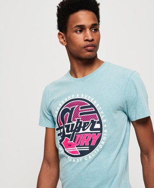 Superdry Acid Graphics Mid Weight Férfi Pólók Kék | RLBOQ4802